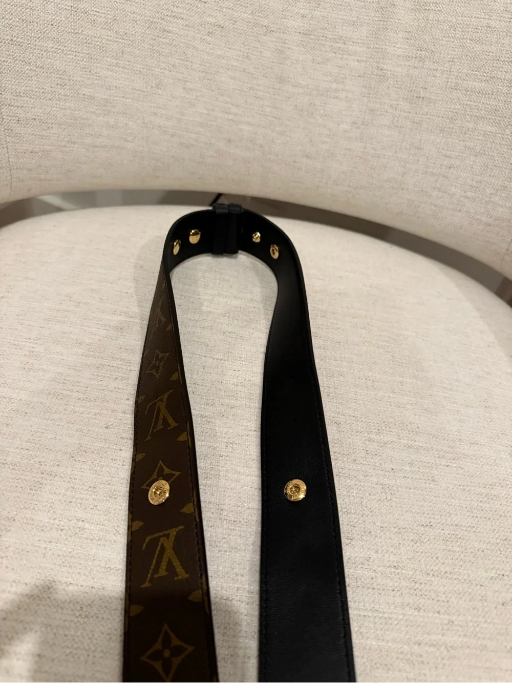 Louis Vuitton Brown Monogram and Black Leather Shoulder Strap